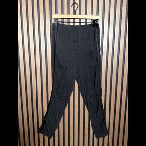 Elaine Kim Pants Small Women Gray Heather Luxury Fabric Stretch Ruched High Rise